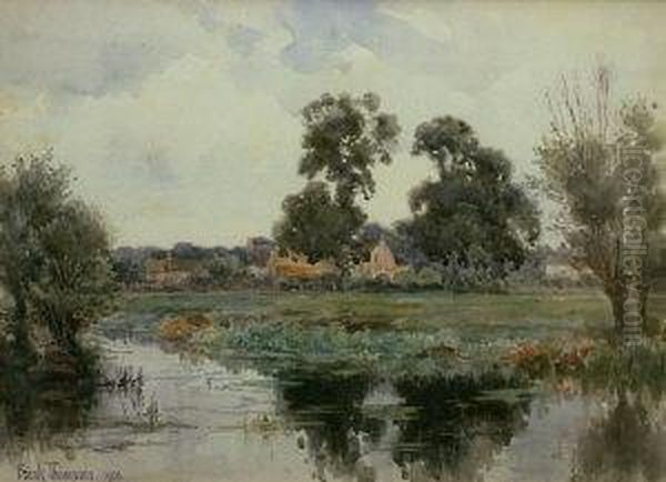 Tranquil Village River Landscape - view 1