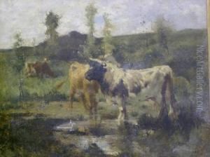 Cows In A Landscape by Harry Ives Thompson