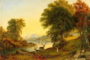 Landskap Med Hjortar by Jacob Thompson