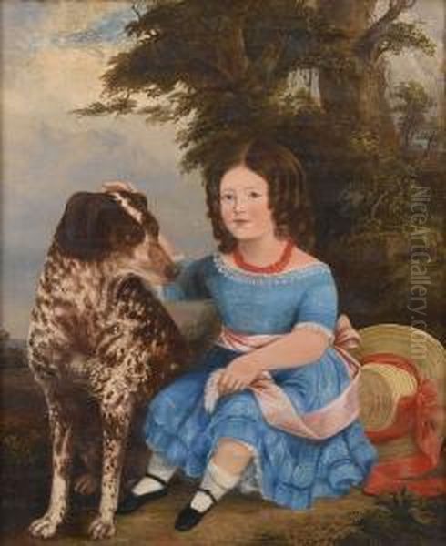 Portrait Of A Young Girl With Her Dog - view 1