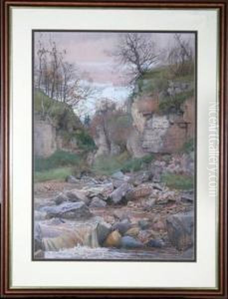 A Tree-lined Rocky River-bed - view 1