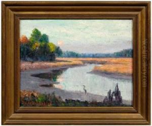 View Of ATidal Marsh With Heron
