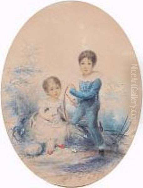 A Young Boy And His Sister In A Landscape - view 1