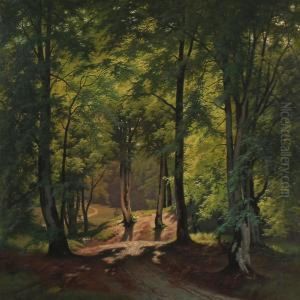 Forest Scene From The Deer Garden, Denmark by August Carl Vilhelm Thomsen
