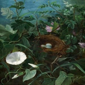 A Bird's Nest Hidden Between Bindweed And Roses by Emma Thomsen