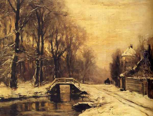 A Snowcovered Forest With A Bridge Across A Stream - view 1