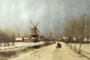A view of the outskirts of Delft in winter by Louis Apol