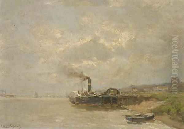 A paddle-steamer along a jetty - view 1