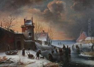 Winter Village Scene