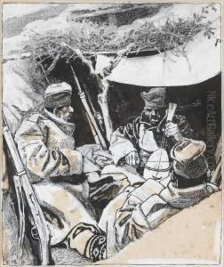 Gefechtspause Im Schutzengraben by Eduard Thony
