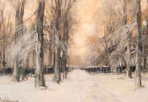 A winter landscape by Louis Apol