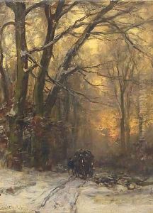 Passing through a forest in winter by Louis Apol