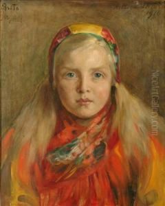 Portrait Of A Young Girlhead And Shoulders by Hildegard Katarina Thorell