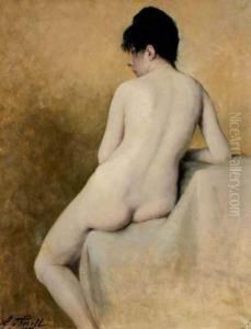 Ecole Suedoise Nu Assis De Dos by Hildegard Katarina Thorell