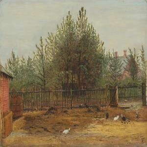 Yard With Hens by Anton Erik Ch. Thorenfeld