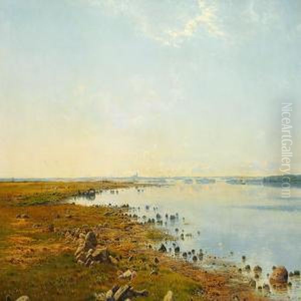 Sommerdag Ved Isefjorden, Motivet Taget Fra Eskildso, I Baggrunden Roskilde Domkirke - view 1