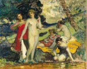 Girls By The Waterside by Janos Thorma