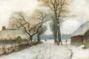 A snow-covered country lane