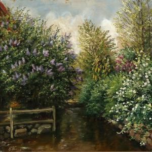 Blooming Lilacs At A Stream