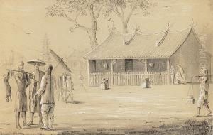 Oriental Figures In A Street, Possiblysingapore