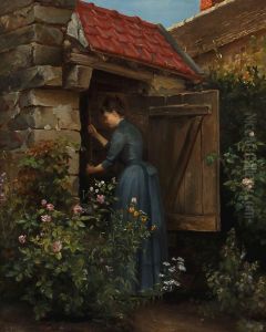 A Girl At A Well In A Garden by Ludovica Thornam