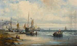 Sussex Fishing Boats Ashore by Hubert Thornley