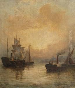 Shipping At Sunset, And Another by William A. Thornley or Thornbery