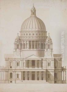 The facade of St. Paul's, London by Antonio Adami