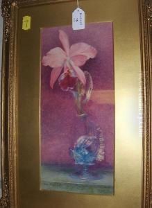 Still Life Of A Lily In A Venetian Glass Vase by Helen Thornycroft