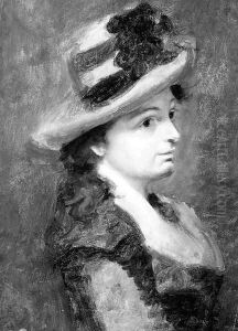 A girl in profile to the right, bust-length, wearing a hat by Pauline Auzou