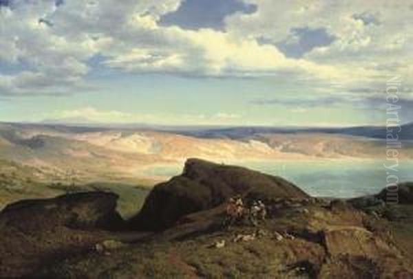 Shepherds On A Rocky Outcrop - view 1