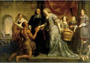 Almoner With His Wife And Children As An Allegory Of Charity