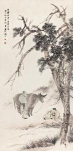 Two Scholars With Ox by Ni Tian