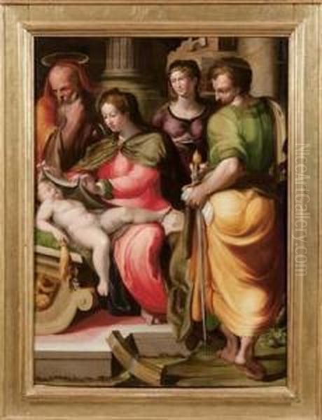 Sacra Famiglia Con I Santi Caterina E Paolo. - view 1