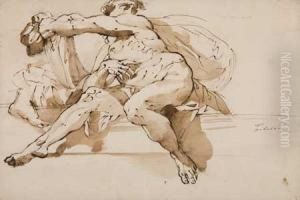 Seated Male Nude by Domenico Pellegrini Tibaldi
