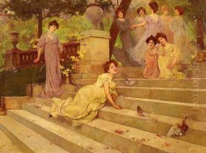 Girls on a Terrace by Albert Emile Artigue
