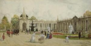 Guardsmen Marching Before A London Monument, Possibly At Hyde Park by Henry Edward Tidmarsh