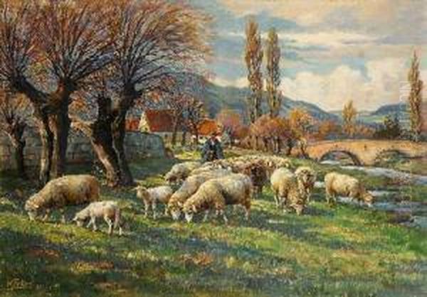 Schafer Mit Seiner Herde - view 1