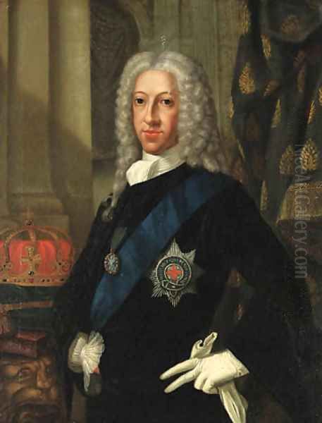 Portrait of the Old Pretender (1688-1766), half-length, in a blue coat and white jabot, wearing the Order of the Garter - view 1