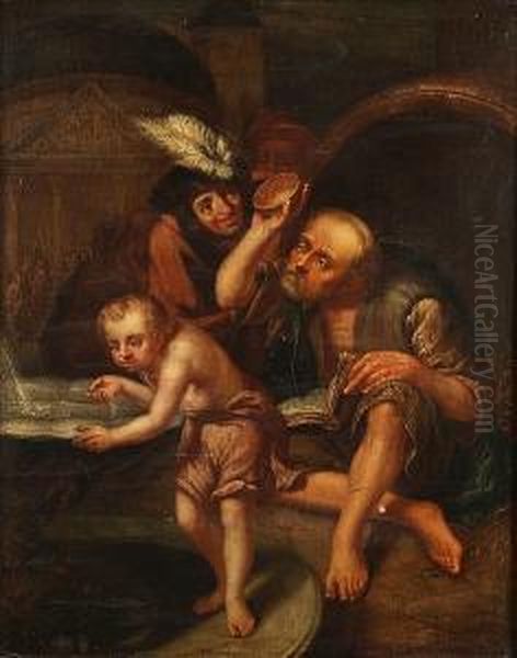 Diogenes Of Sinope Throwing Away His Bowl On Witnessing A Young Child Drinking Water From A Fountain With His Cupped Hand - view 1