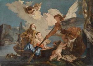 The Holy Family On The Flight Into Egypt by Giovanni Battista Tiepolo