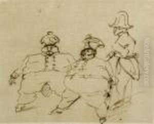 Caricature Of Three Men In Uniform by Giovanni Battista Tiepolo