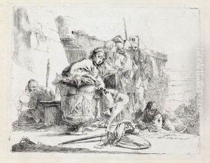 Young Man Leaning On An Urn