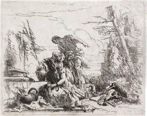 Woman With Her Arms In Chains And Four Other Figures by Giovanni Domenico Tiepolo