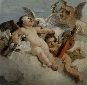 Flying Angel With Doves by Lorenzo Tiepolo