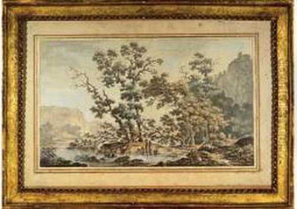 Paysage Lacustre Aux Lavandieres - view 1