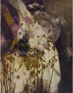 Still Life With Chrysanthemums by Louis Comfort Tiffany