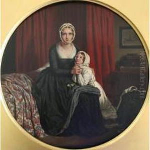 Portrait Of A Mother And Child In A Bedroom by Walter Francis Tiffin