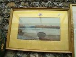 A Watercolour Of Rowing Boats Beside