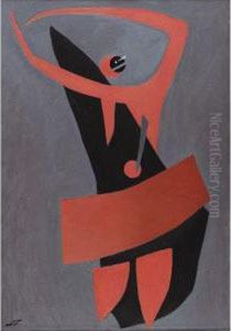 Dancer On Grey Ground by Lajos Tihanyi